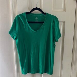 St. John's Bay Green Fitted Short Sleeve T-Shirt